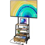 Rolling Tv Stand With Wheels Mount & Fabric Drawer - Entertainment Center.... Fixed Price $82.75.