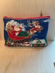 Vintage Christmas Throw Pillow Santa On Sleigh 14.75 X 9.75. Fixed Price $14.00.