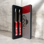 Ginsu Kiso 2-PIECE Kitchen Serrated Steak Knife Cutlery Set Red Handle New Box. Fixed Price $20.00.