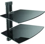 Double Glass Wall-mount Shelf Adjustable, Black, Holds 17LBS -level DCGS22. Fixed Price $20.00.