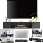 Black Floating Tv Stand Wall Mounted Entertainment Center Wood Shelf. Fixed Price $151.29.