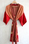 Indian Silk Wedding Robe, Printed Long Kimono Gown, Bridal Shower Gift Nightwear. Fixed Price $35.99.