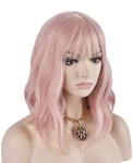 Righton 14 Inches Women Girls Short Curly Synthetic Wig With Bangs Lovely Pink. Fixed Price $15.00.