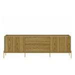 Manhattan Comfort Jasper 72.91 Tv Stand With Steel Gold Legs In Oak Pro Touch. Fixed Price $439.12.